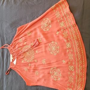 Ladies Solitaire coral, blousy tank, size Large